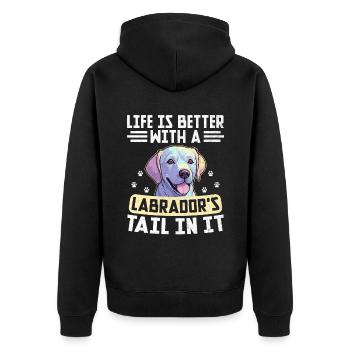 Das Leben Ist Besser Mit Dem Schwanz Eines Labradors Darin Labrad - Unisex Premium Bio Zip Hoodie - Schwarz - Hinten - Nico (187cm)