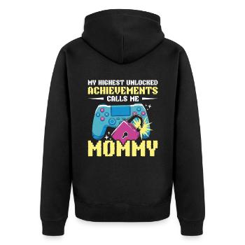Play Controller Gaming My Highest Unlocked - Unisex Premium Bio Zip Hoodie - Schwarz - Hinten - Nico (187cm)