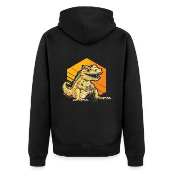 Spiele Controller Gaming Rex Dino Mit Controller - Unisex Premium Bio Zip Hoodie - Schwarz - Hinten - Nico (187cm)