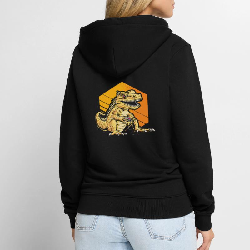 Spiele Controller Gaming Rex Dino Mit Controller Unisex Premium Bio Zip Hoodie