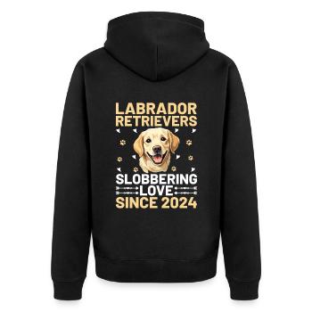 Labrador Retrievers Slobbering Love Since 2024 Lab - Unisex Premium Organic Zip Hoodie - black - Back - Nico (187cm)