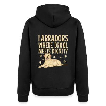 Labradors Where Drool Meets Dignity Labrador Retri - Unisex Premium Organic Zip Hoodie - black - Back - Nico (187cm)