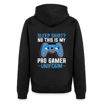 Play Controller Gaming Schlafshirt? Nein, Das Ist - Unisex Premium Bio Zip Hoodie - Schwarz - Hinten - Nico (187cm)
