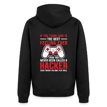 Play Controller Gaming Liebe Ist Das Beste Gefühl - Unisex Premium Bio Zip Hoodie - Schwarz - Hinten - Nico (187cm)