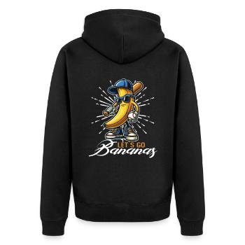 Skurril Zu Deinem Stil Let's Go Bananen - Unisex Premium Bio Zip Hoodie - Schwarz - Hinten - Nico (187cm)
