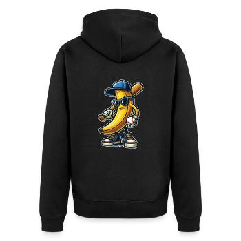 Skurril Zu Deinem Stil Let's Go Bananen - Unisex Premium Bio Zip Hoodie - Schwarz - Hinten - Nico (187cm)