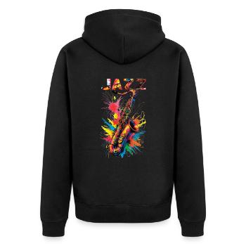 Music Retro Blues Playing Saxophone Jazz - Unisex Premium Organic Zip Hoodie - black - Back - Nico (187cm)