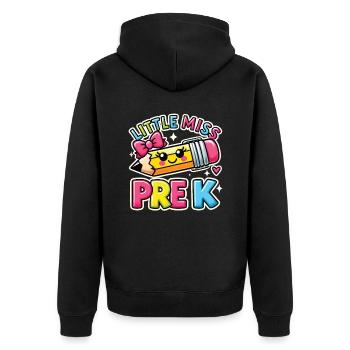 Early learning with our little Miss Pre K - Unisex Premium Organic Zip Hoodie - black - Back - Nico (187cm)
