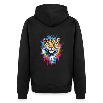 Wilder Tiger Großkatze Tigerkopf - Unisex Premium Bio Zip Hoodie - Schwarz - Hinten - Nico (187cm)