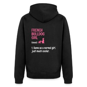 Bouledogue français fille identique à une fille normale juste Muc - Veste à capuche bio Premium Unisexe - noir - Dos - Nico (187cm)