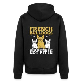 French Bulldogs To Stand Out Not Fit In Frenchie B - Unisex Premium Organic Zip Hoodie - black - Back - Nico (187cm)