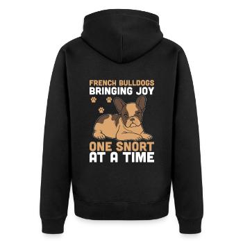 French Bulldogs Bringing Joy One Snort At A Time F - Unisex Premium Organic Zip Hoodie - black - Back - Nico (187cm)