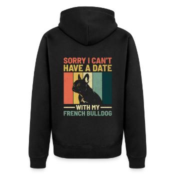 Désolé, je ne peux pas avoir de rendez-vous avec mon bouledogue français F - Veste à capuche bio Premium Unisexe - noir - Dos - Nico (187cm)