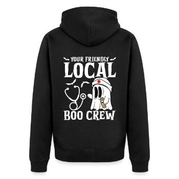 Halloween : Votre sympathique Boo-crew local - Veste à capuche bio Premium Unisexe - noir - Dos - Nico (187cm)