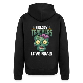Halloween-biologielehrer Lieben Gehirne - Unisex Premium Bio Zip Hoodie - Schwarz - Hinten - Nico (187cm)