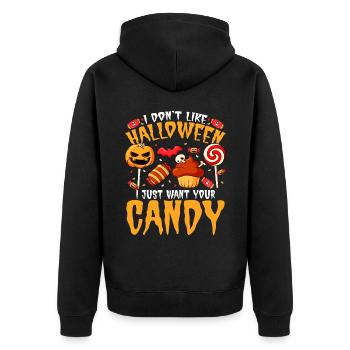 I don't like Halloween, I just want yours - Unisex Premium Organic Zip Hoodie - black - Back - Nico (187cm)