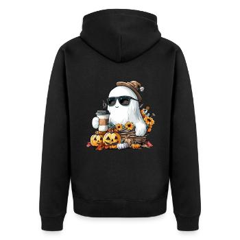 Halloween : Votre sympathique Boo-crew local - Veste à capuche bio Premium Unisexe - noir - Dos - Nico (187cm)