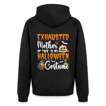 Erschöpfte Mutter Von Zwei Kindern Ist Mein - Unisex Premium Bio Zip Hoodie - Schwarz - Hinten - Nico (187cm)