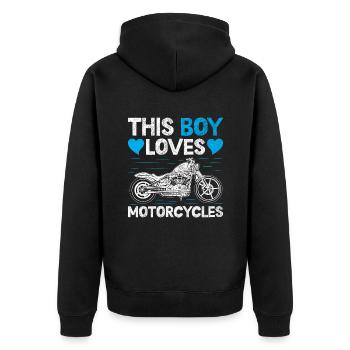 Ce garçon aime les motos Moto - Veste à capuche bio Premium Unisexe - noir - Dos - Nico (187cm)