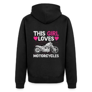 This Girl Loves Motorcycles Motorcycling Biker Mot - Unisex Premium Organic Zip Hoodie - black - Back - Nico (187cm)