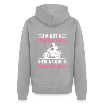 Je ne suis pas une maman ordinaire Je suis une maman de moto cool - Veste à capuche bio Premium Unisexe - gris chiné - Dos - Nico (187cm)
