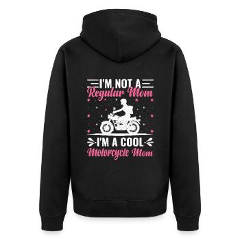Ich bin keine normale Mutter Ich bin eine coole Motorrad-Mutter - Unisex Premium Bio Zip Hoodie - Schwarz - Hinten - Nico (187cm)