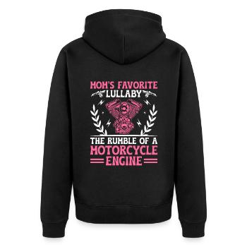 La berceuse préférée de maman : le grondement d’une moto - Veste à capuche bio Premium Unisexe - noir - Dos - Nico (187cm)