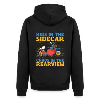 Enfants dans le side-car Chaos dans le rétroviseur Motorcyc - Veste à capuche bio Premium Unisexe - noir - Dos - Nico (187cm)
