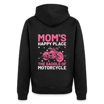 L’endroit heureux de maman La selle de la moto - Veste à capuche bio Premium Unisexe - noir - Dos - Nico (187cm)