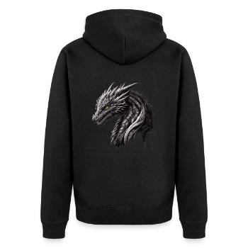 Traditioneller Japanischer Drache Der Blaue Drache - Unisex Premium Bio Zip Hoodie - Schwarz - Hinten - Nico (187cm)