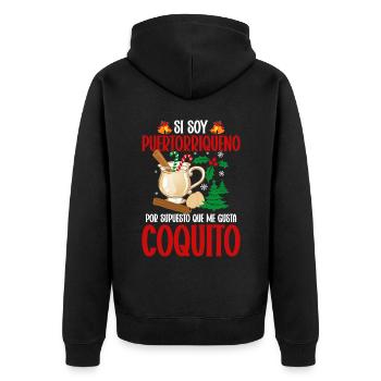 Frohe Weihnachten Si Soy Puertorriqueño Por - Unisex Premium Bio Zip Hoodie - Schwarz - Hinten - Nico (187cm)
