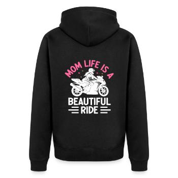 Mom Life Is A Beautiful Ride Motorcycling Biker - Unisex Premium Organic Zip Hoodie - black - Back - Nico (187cm)