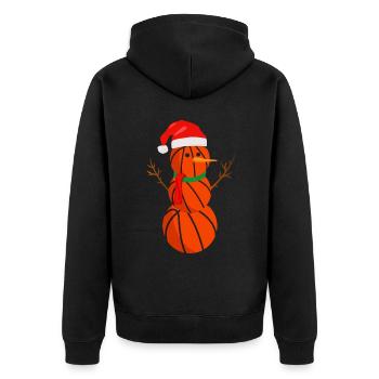 Joyeux Noël, bonhomme de neige avec chapeau de père Noël - Veste à capuche bio Premium Unisexe - noir - Dos - Nico (187cm)