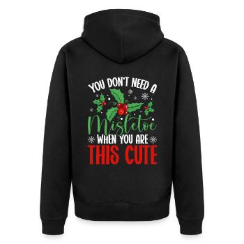 Frohe Weihnachten, Du Brauchst Keinen Mistel, - Unisex Premium Bio Zip Hoodie - Schwarz - Hinten - Nico (187cm)