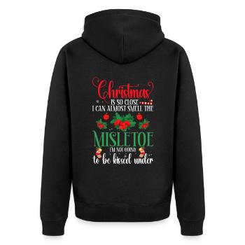 Weihnachten Ist So Nah, Dass Ich Fast Den Misle - Unisex Premium Bio Zip Hoodie - Schwarz - Hinten - Nico (187cm)