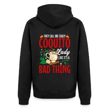 Merry Christmas Crazy Coquito Call Me - Unisex Premium Organic Zip Hoodie - black - Back - Nico (187cm)