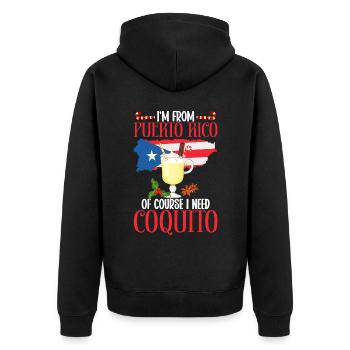 Frohe Weihnachten, Ich Komme Aus Puerto Rico - Unisex Premium Bio Zip Hoodie - Schwarz - Hinten - Nico (187cm)