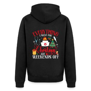 All I want for Christmas is - Unisex Premium Organic Zip Hoodie - black - Back - Nico (187cm)