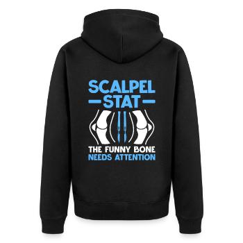 Scalpel Stat The Funny Bone Needs Attention Surgeo - Unisex Premium Organic Zip Hoodie - black - Back - Nico (187cm)
