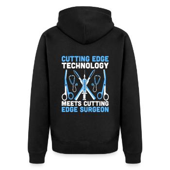 Cutting Edge Technology Meets Cutting Edge Surgeon - Unisex Premium Organic Zip Hoodie - black - Back - Nico (187cm)
