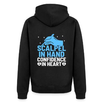 Scalpel à la main Confiance en chirurgie cardiaque Surgic - Veste à capuche bio Premium Unisexe - noir - Dos - Nico (187cm)