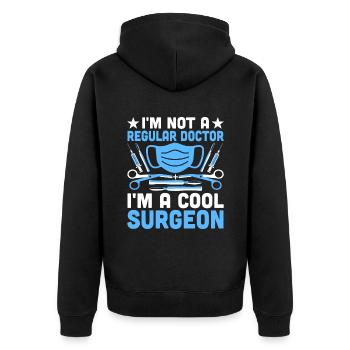 Ich bin kein normaler Arzt, ich bin ein cooler Chirurg, Chirurg - Unisex Premium Bio Zip Hoodie - Schwarz - Hinten - Nico (187cm)