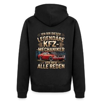 Ich Bin Dieser Legendäre KFZ-Mechaniker - Unisex Premium Bio Zip Hoodie - Schwarz - Hinten - Nico (187cm)