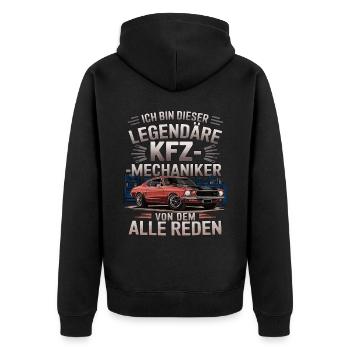 Ich Bin Dieser Legendäre KFZ-Mechaniker - Unisex Premium Bio Zip Hoodie - Schwarz - Hinten - Nico (187cm)