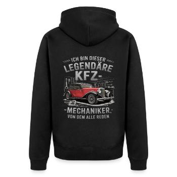 Ich Bin Dieser Legendäre KFZ-Mechaniker - Unisex Premium Bio Zip Hoodie - Schwarz - Hinten - Nico (187cm)