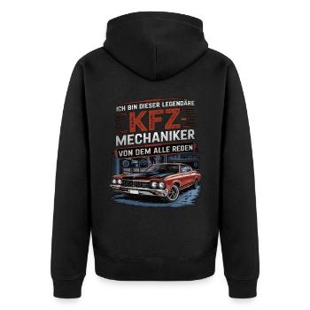 Ich Bin Dieser Legendäre KFZ-Mechaniker - Unisex Premium Bio Zip Hoodie - Schwarz - Hinten - Nico (187cm)