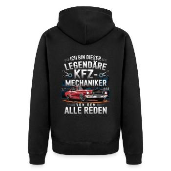 Ich Bin Dieser Legendäre KFZ-Mechaniker - Unisex Premium Bio Zip Hoodie - Schwarz - Hinten - Nico (187cm)