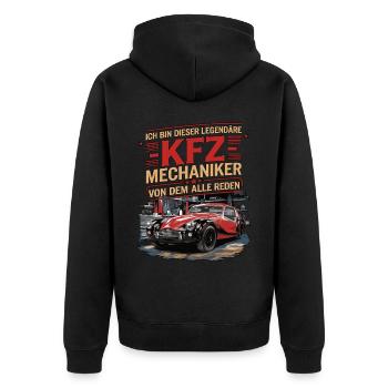 Ich Bin Dieser Legendäre KFZ-Mechaniker - Unisex Premium Bio Zip Hoodie - Schwarz - Hinten - Nico (187cm)