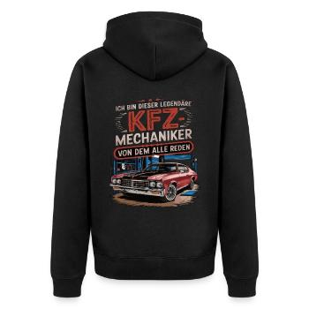 Ich Bin Dieser Legendäre KFZ-Mechaniker - Unisex Premium Bio Zip Hoodie - Schwarz - Hinten - Nico (187cm)