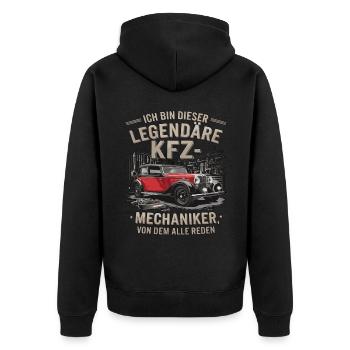 Ich Bin Dieser Legendäre KFZ-Mechaniker - Unisex Premium Bio Zip Hoodie - Schwarz - Hinten - Nico (187cm)